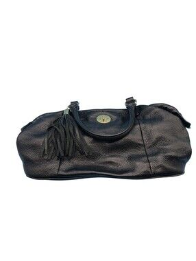 Tommy Hilfiger Satchel Top Handle Bag Womens Medium Black Leather Tassel Zip Top